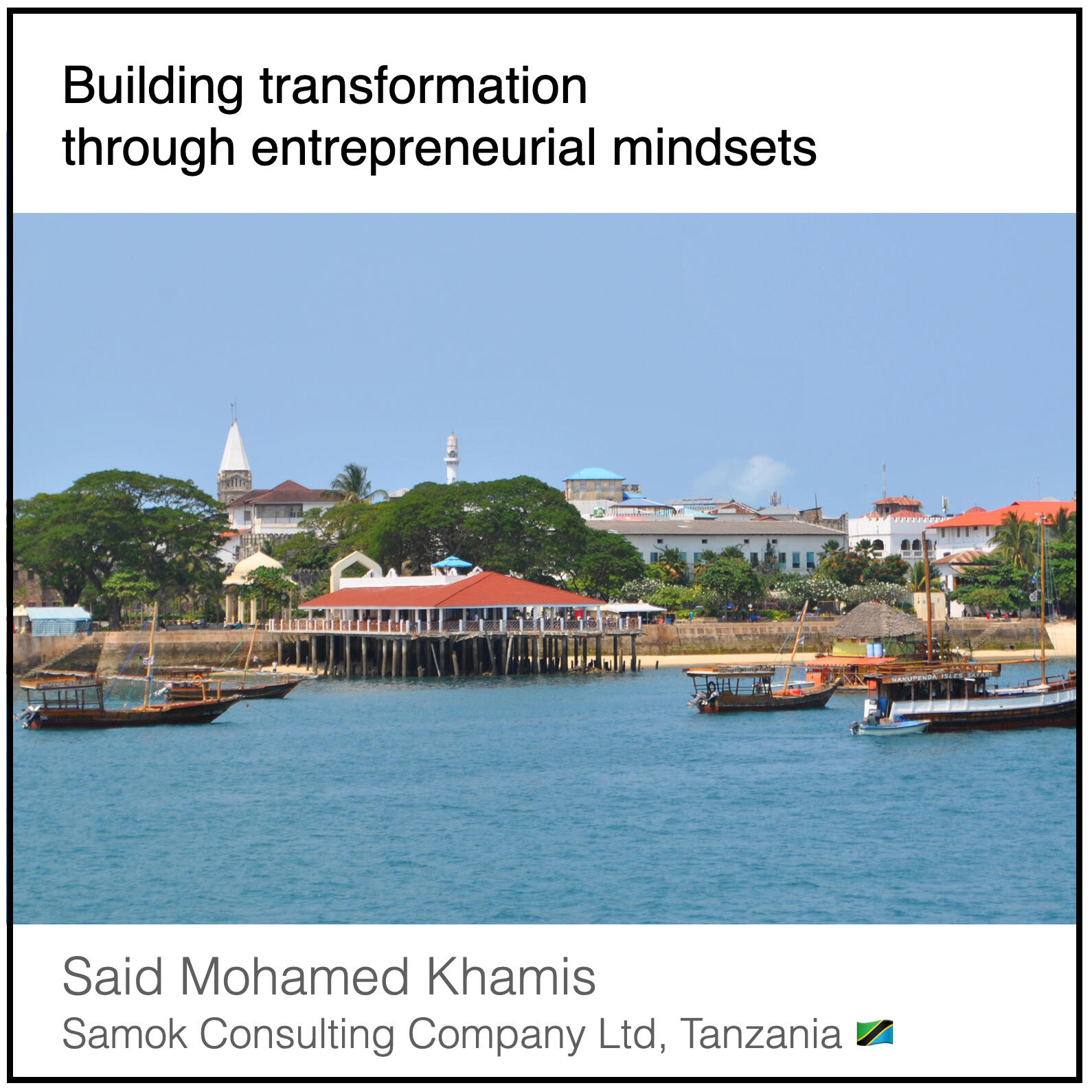 Read or download the PDF with the title "Building transformation through entrepreneurial mindsets" written by Said Mohamed Khamis from Samoa Consulting in Tanzania.