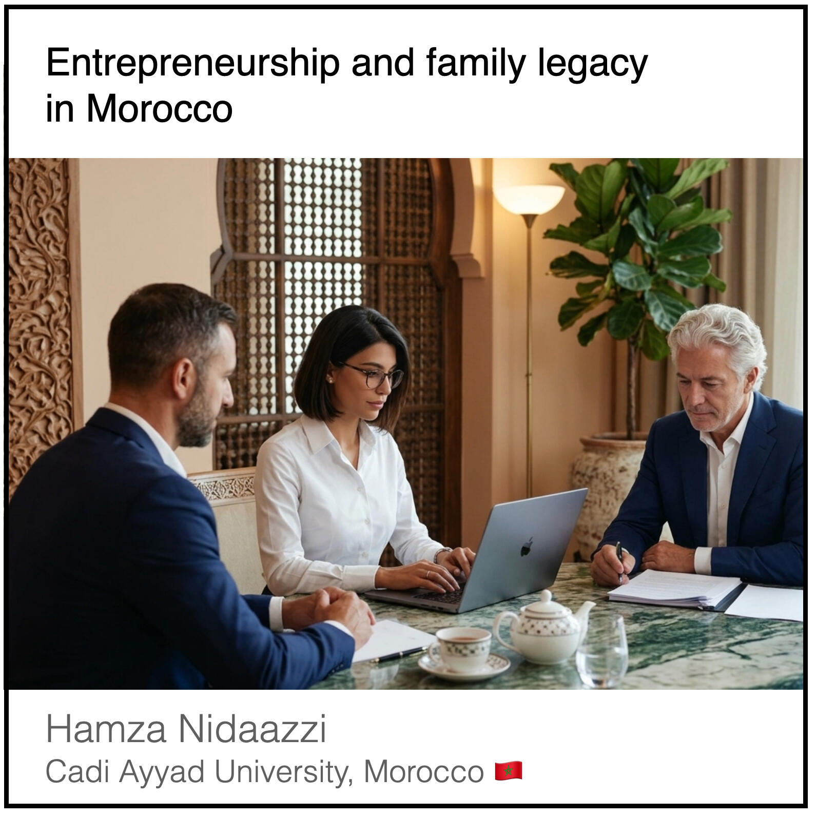 Read or download the PDF with the title "Entrepreneurship and family legacy" written by Hamza Nidaazzi from Cadi Ayyad University in Morocco.